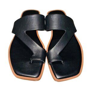 Franco Sarto Monalee Slide Sandal Black 6.5 Square Toe Loop Cushion Comfort
